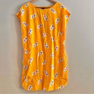 Patagonia Women's Large June Lake Dress Yellow Pink Lilies Floral POCKETS